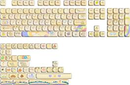 Wikistore - Dye-Sub PBT Keycap Set,Mao Profile,143 Full Keys Cute Cat Custom Keycaps with Key Puller for Cherry Gateron MX Switches - Dark Yellow