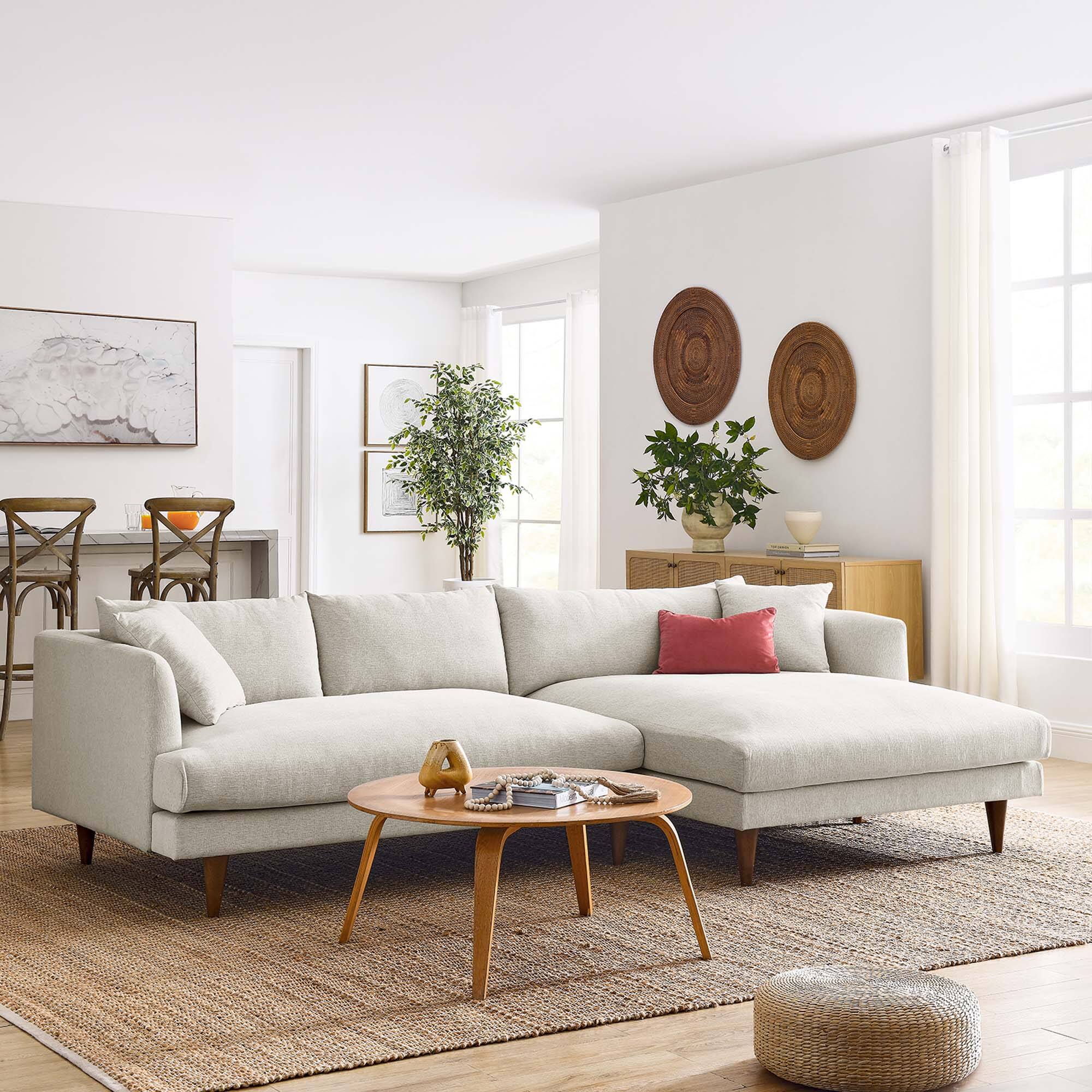 Alt View 1. Modway - Zoya Right-Facing Down Filled Overstuffed Sectional Sofa by Modway - White.
