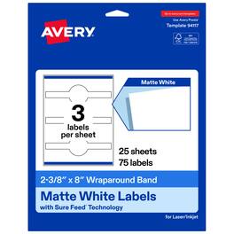Avery - Avery® Matte Wraparound Band Labels, 2-3/8" x 8", 75 Total - White