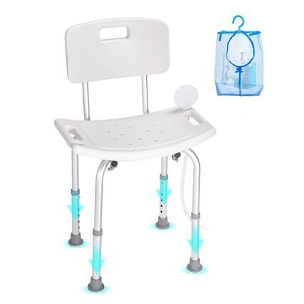 Front. VEVOR - Shower Chair, Shower Seat with Back, Adjustable Height Shower Stool, Shower Chair for Inside Shower Bathtub - Silver;White.