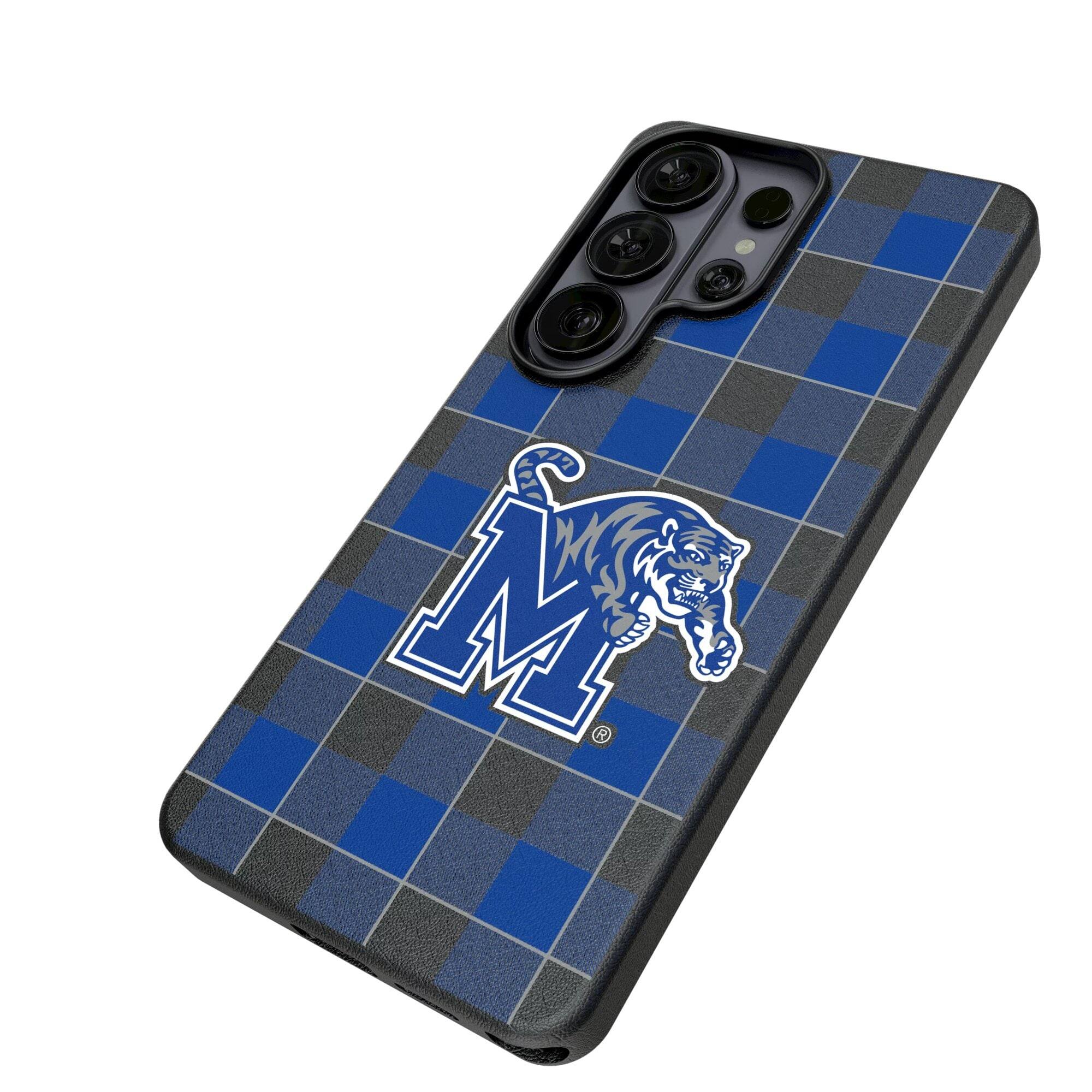 Alt View 1. Keyscaper - Memphis Tigers Plaid Galaxy Magnetic Bump Case - S25 Ultra - Black.