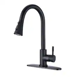 Ropilly - Pull Down Kitchen Faucet, Stainless Steel High Arc Faucet with Sprayer - Matte Black