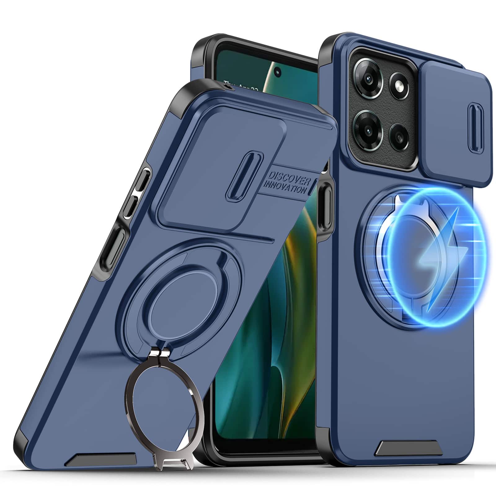 Dteck - for Motorola G 5G (2026/2025)/G Play (2026) Case with Camera Cover, Shockproof Magnetic Cover with Rotate Ring Stand - Blue price history on PriceWatchPro