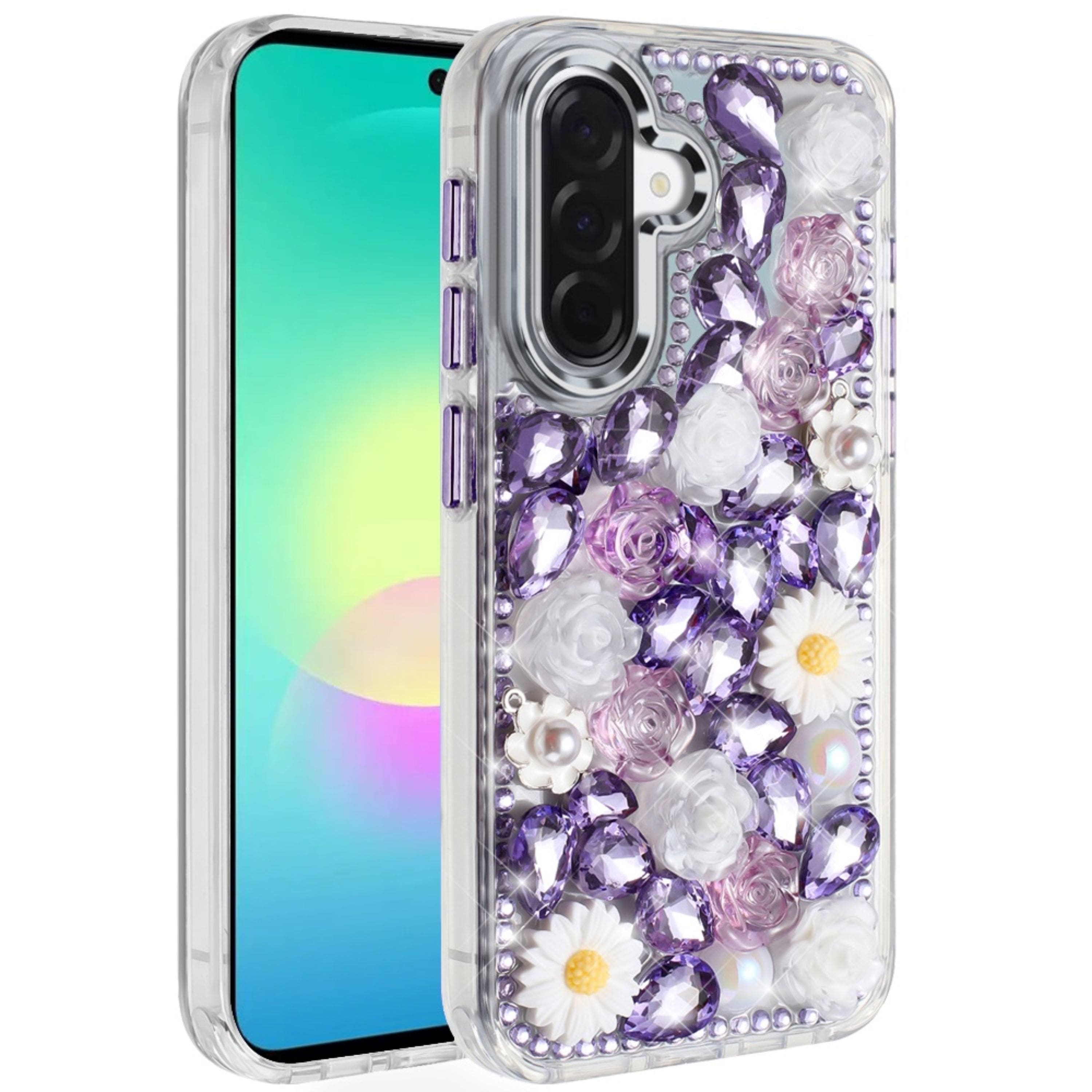 Kitcheniva - Full 3D Bling Rhinestone Jewel Cover Plus Tempered Glass For Samsung A27 5G - Purple price history on PriceWatchPro