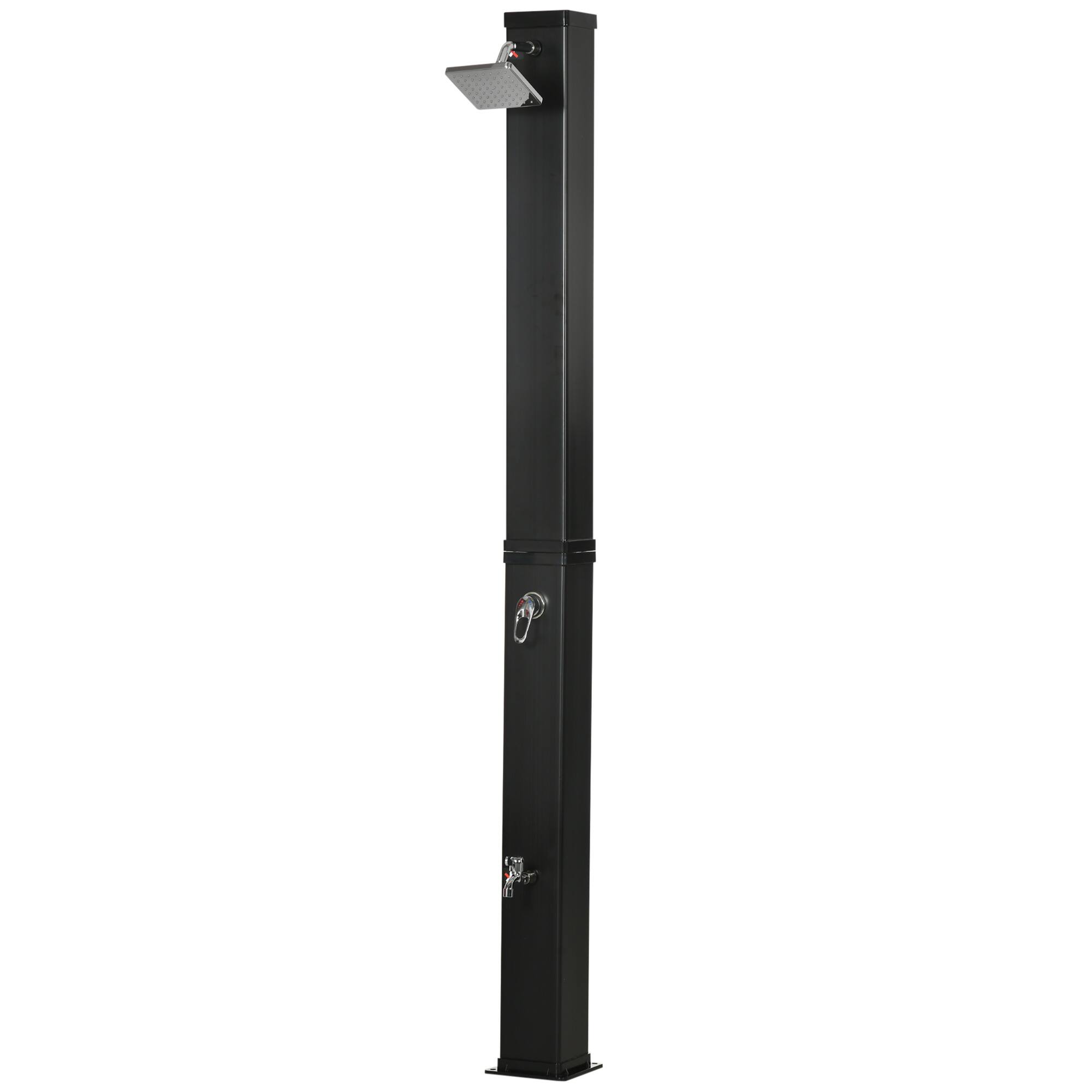 Outsunny - Gallons Solar Heated Shower with Free-Rotating Shower Head, Temperature Adjustment & Foot Shower - Black