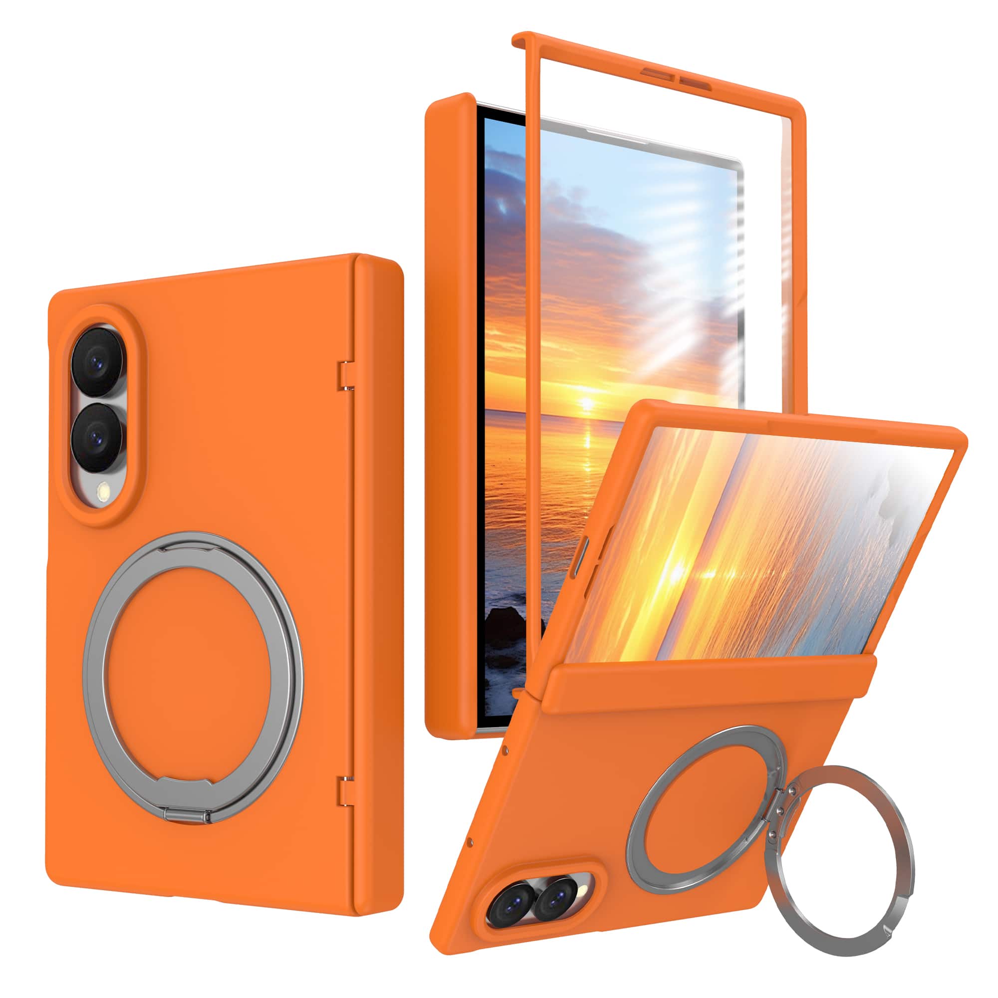 Dteck - Magnetic Case for Samsung Galaxy Z Fold8 with Screen Protector , 360° Rotating Kickstand Shockproof Hinge Cover - Orange price history on PriceWatchPro