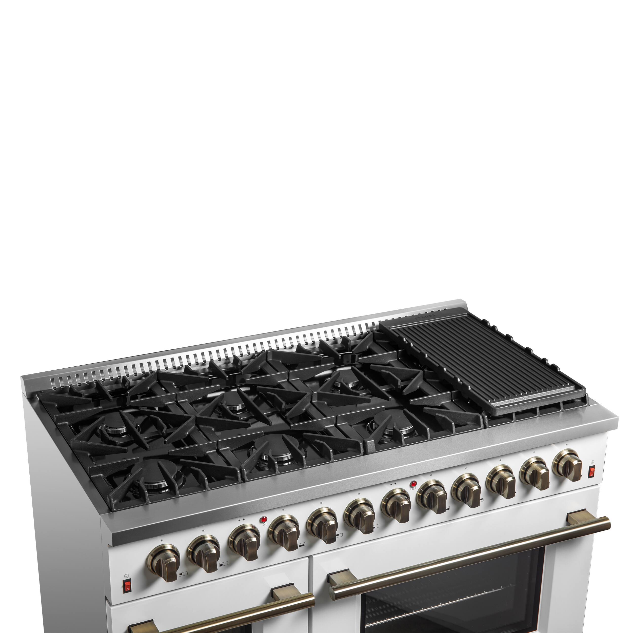 Alt View 11. Forno Appliances - 48 in. Wide 8 Burner Galiano 6.58 Cu. Ft. Freestanding Dual Fuel Range with Convection Oven and Griddle - White Door.