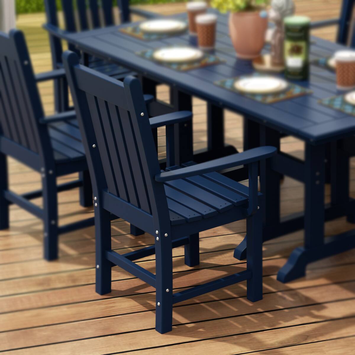 Angle. WestinTrends - WestinTrends Malibu Outdoor Patio Dining Armchair - Navy Blue.