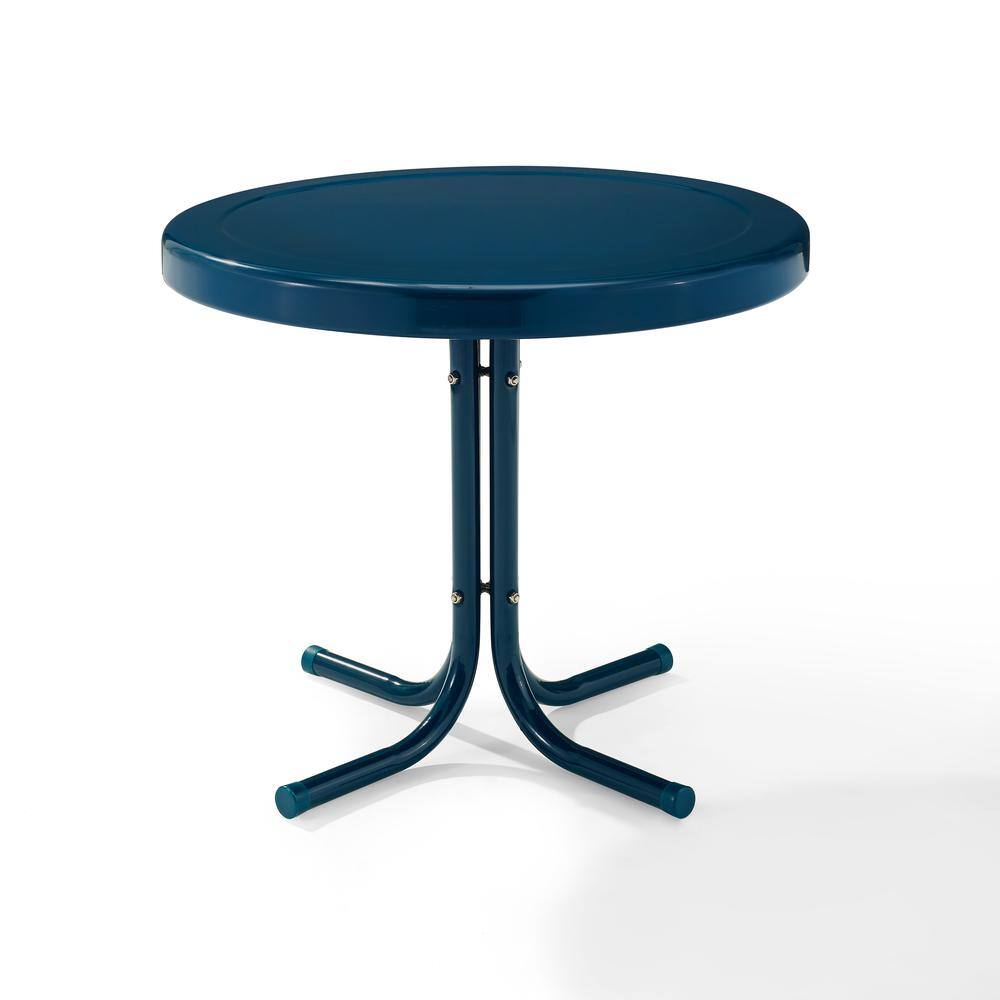 Left. Crosley Furniture - Griffith Retro Outdoor Side Table - Navy Gloss.