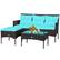 Front. Costway - Costway 3PCS Patio Rattan Furniture Set 3-Seat Sofa Cushioned Table - Turquoise.