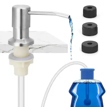 Front. Dapper Styles - Built In Sink Soap Dispenser For Kitchen Stainless With es Extension Tube Kit No Need To Frequent Refills B... - Default.