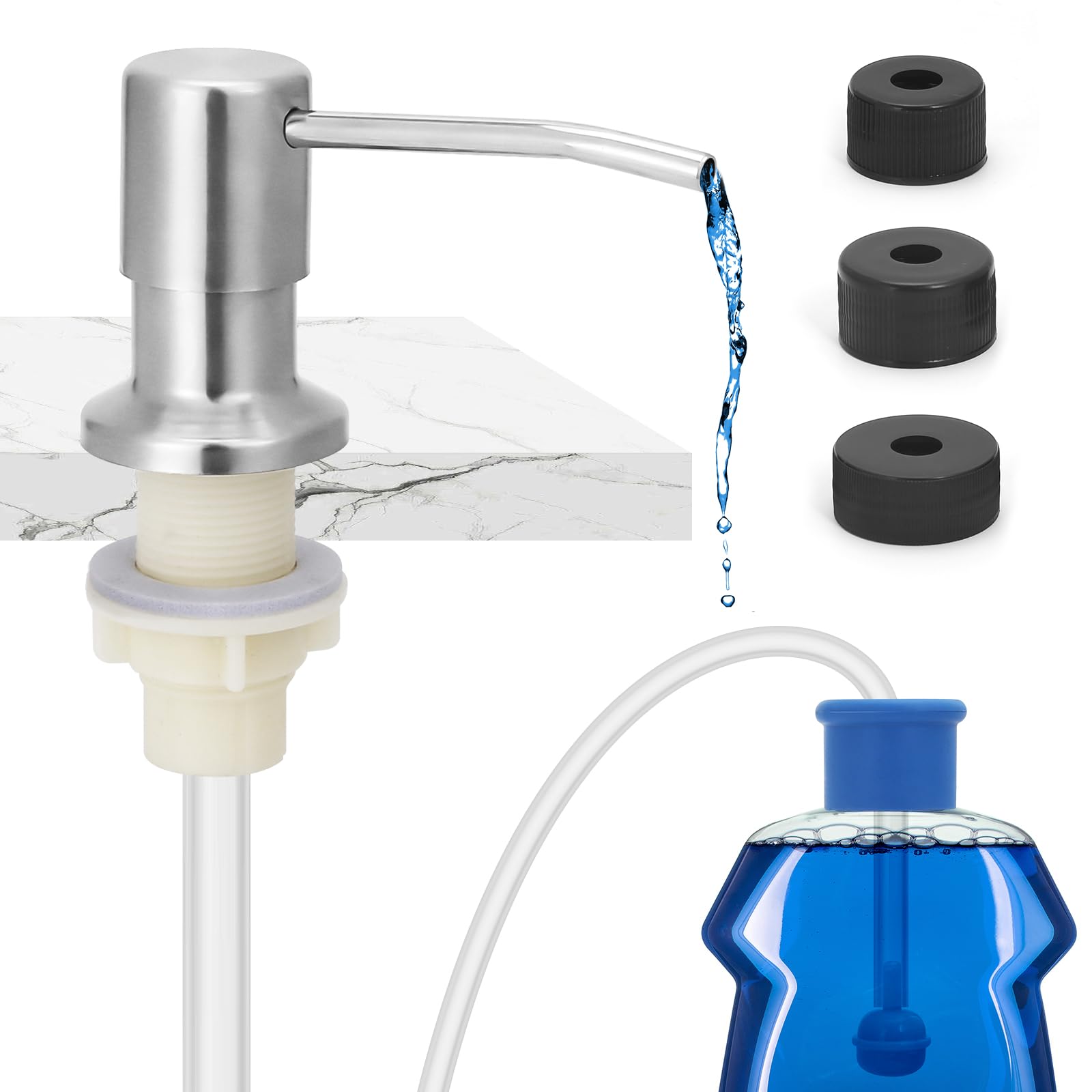 Front. Dapper Styles - Built In Sink Soap Dispenser For Kitchen Stainless With es Extension Tube Kit No Need To Frequent Refills B... - Default.