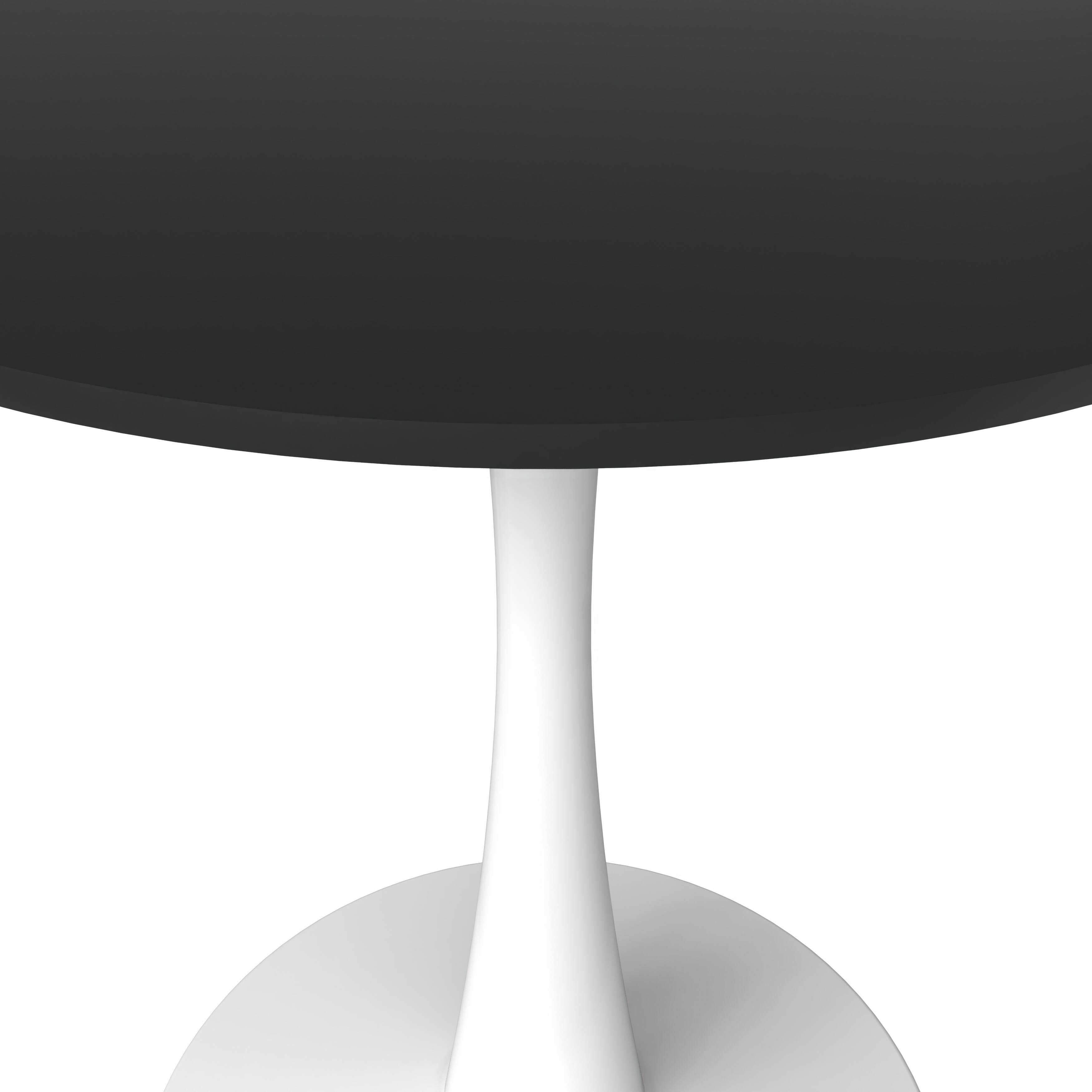 Alt View 4. LeisureMod - Bristol 27" Modern Round Dining Table with MDF Wood Top - Sleek Steel Pedestal Base - MDF - Black.