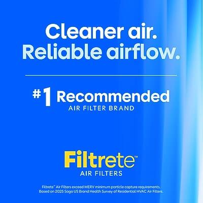 Cleaner air. Reliable airflow.  
#1 Recommended AIR FILTER BRAND  
Filtrete AIR FILTERS  
Filtrete® Air Filters exceed MERV minimum particle capture requirements.  
Based on 2025 Sogo US Brand Health Survey of Residential HVAC Air Filters.