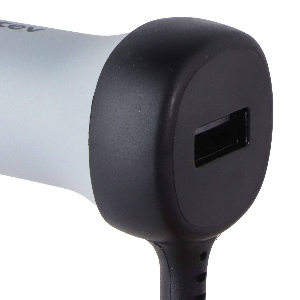 Alt View 2. Ventev - 27W Dual Ultra Fast USB-A Car Charger with Integrated 8-Pin Cable - Gray.