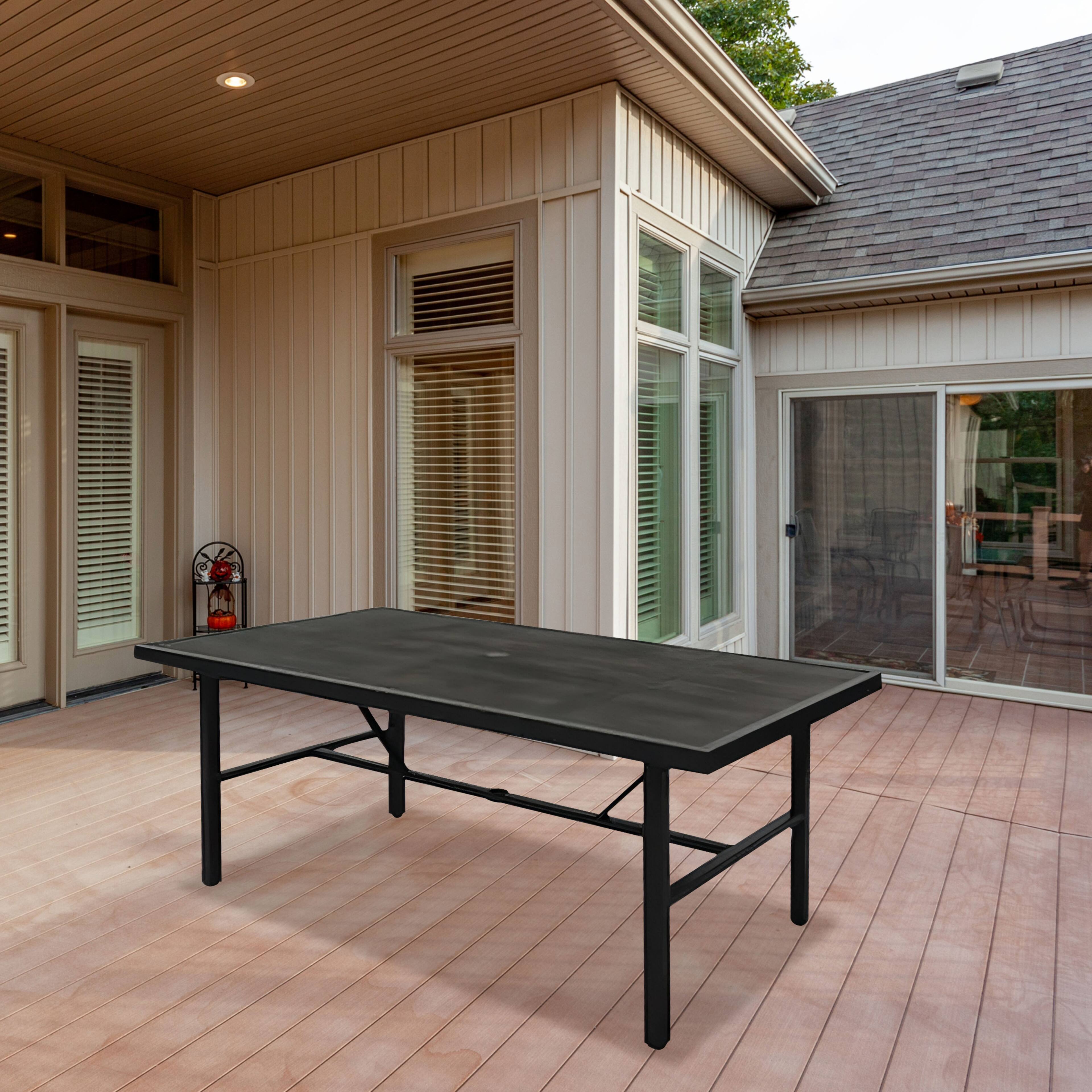 Alt View 4. Four Seasons Courtyard - Four Seasons Courtyard Nantucket 40 x 72 Inch All Weather Patio Dining Table - Brown.