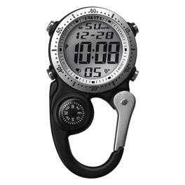 Dakota - Digital Backpacker Clip Watch, Alarm, Stopwatch, Timer and Dual Time, Tactical Outdoor Gifts for Men and Women - Black
