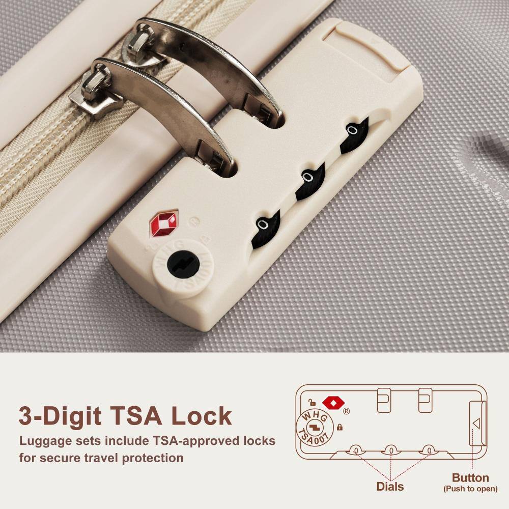 3-Digit TSA Lock  
Luggage sets include TSA-approved locks for secure travel protection  

Button (Push to open)