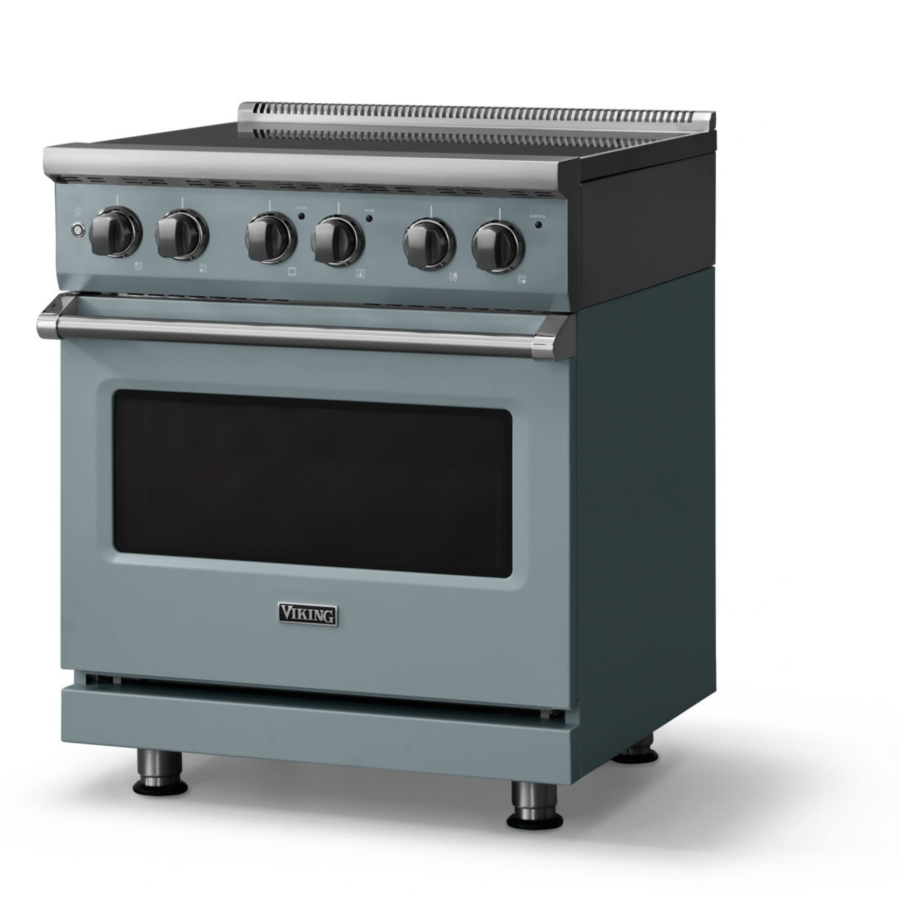 Angle. Viking - 30"W. Pro5S 4.7 Cu. Ft. Freestanding 4 Element  Electric Convection Range - November Sky - November Sky.