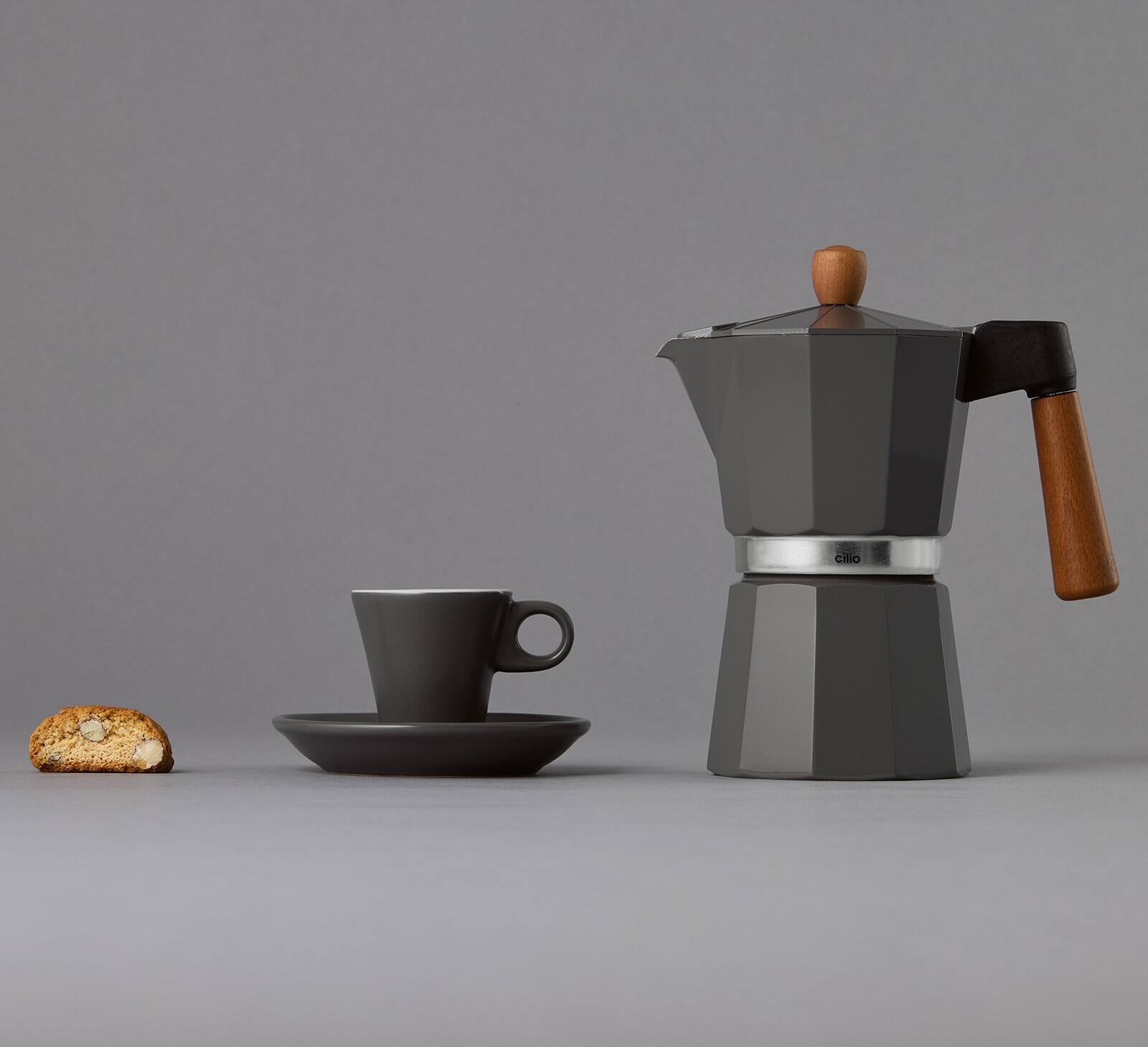 Alt View 2. Cilio - Legno Stovetop Espresso Maker, Gray, 15-Ounce - Gray.