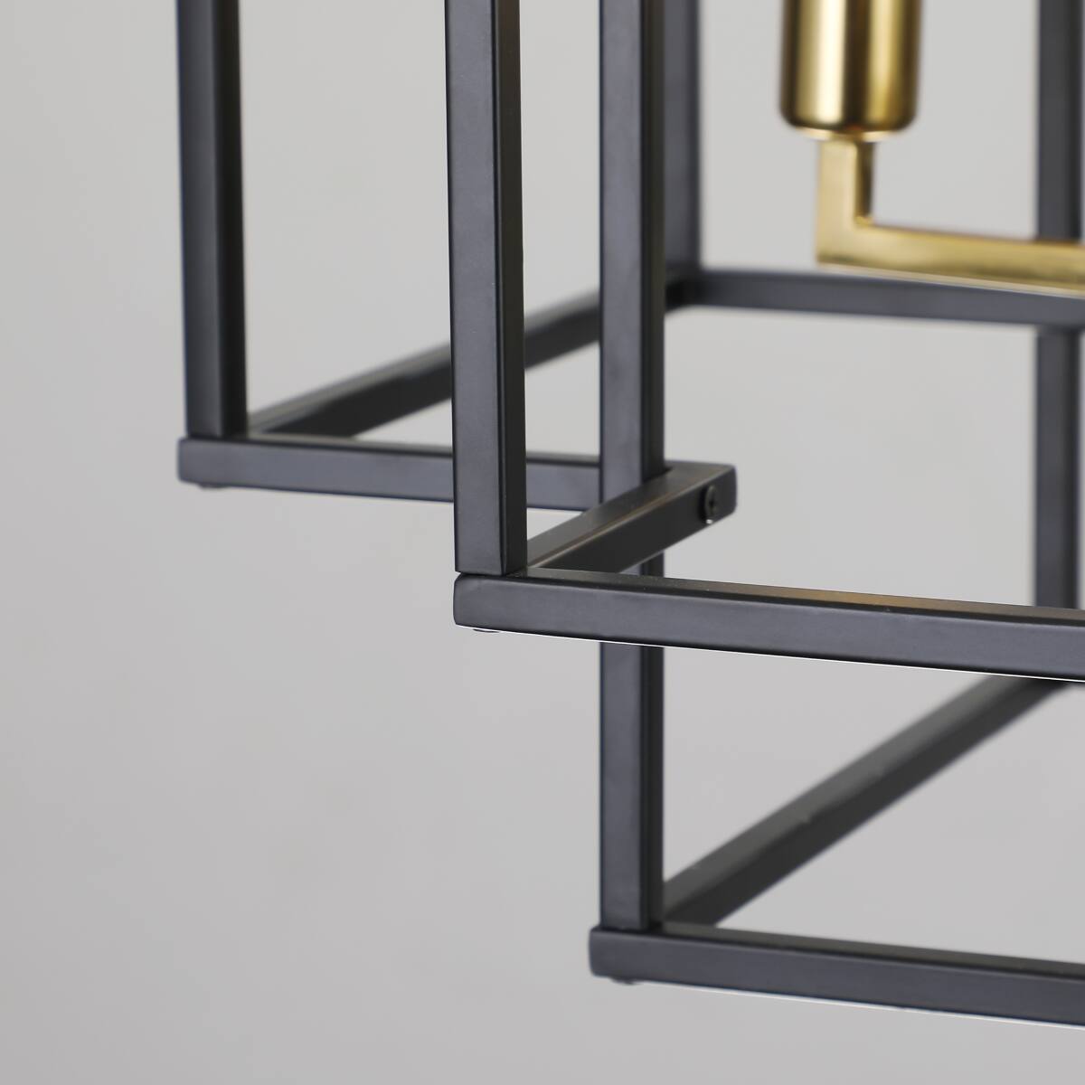Alt View 7. Loheer - Loheer 18 Inch Modern Eight Light Chandelier Black Gold Geometric Pendant for Dining Room Kitchen.