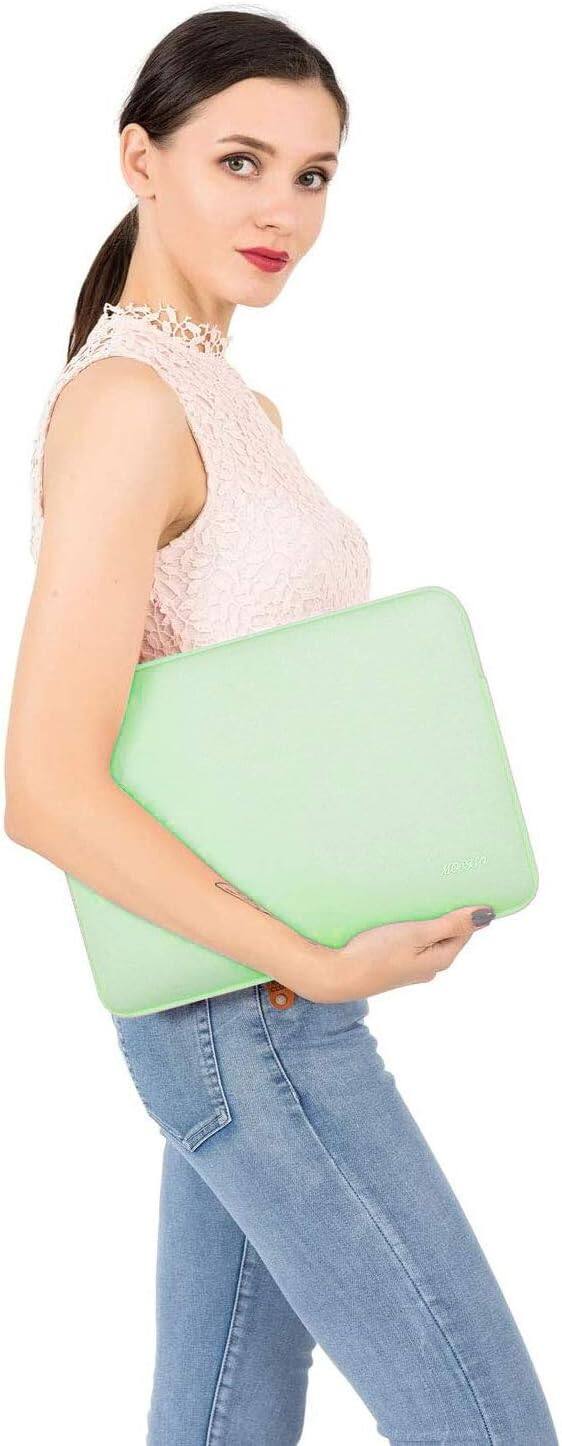 Alt View 1. mosiso - 15 inch Laptop Sleeve with Neoprene Padding and Small Accessory Pouch - Honeydew Green.