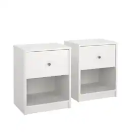 Tvilum - Portland 1 Drawer Nightstand - Set of 2 - White