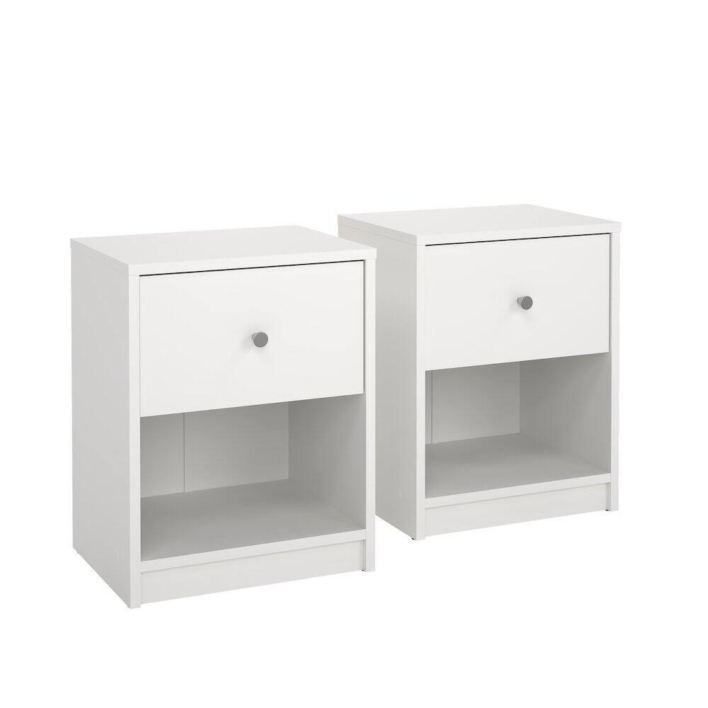 Front. Tvilum - Portland 1 Drawer Nightstand - Set of 2 - White.