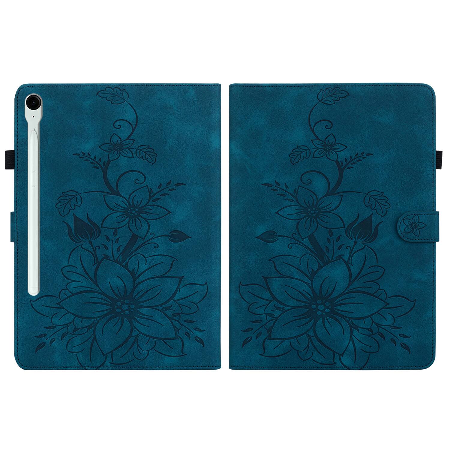 Alt View 2. Dteck - Case for Samsung Galaxy Tab S10 FE & S10 Lite and S9 FE & S9,Embossed Pattern PU Leather Flip Card Holder Stand Cover - Darkblue.