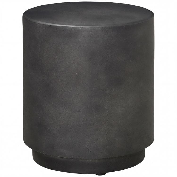 PULUZ - Lightweight Accent Table with Concrete Finish Round Side Table - Dark Gray