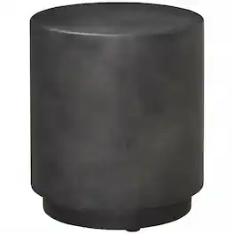 PULUZ - Lightweight Accent Table with Concrete Finish Round Side Table - Dark Gray