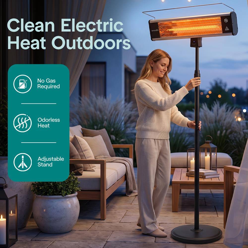 Clean Electric Heat Outdoors

No Gas Required

Odorless Heat

Adjustable Stand