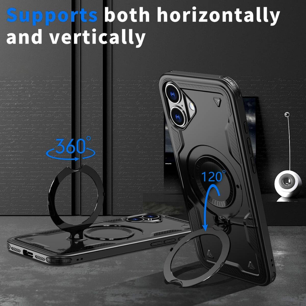 Supports both horizontally and vertically 360 120