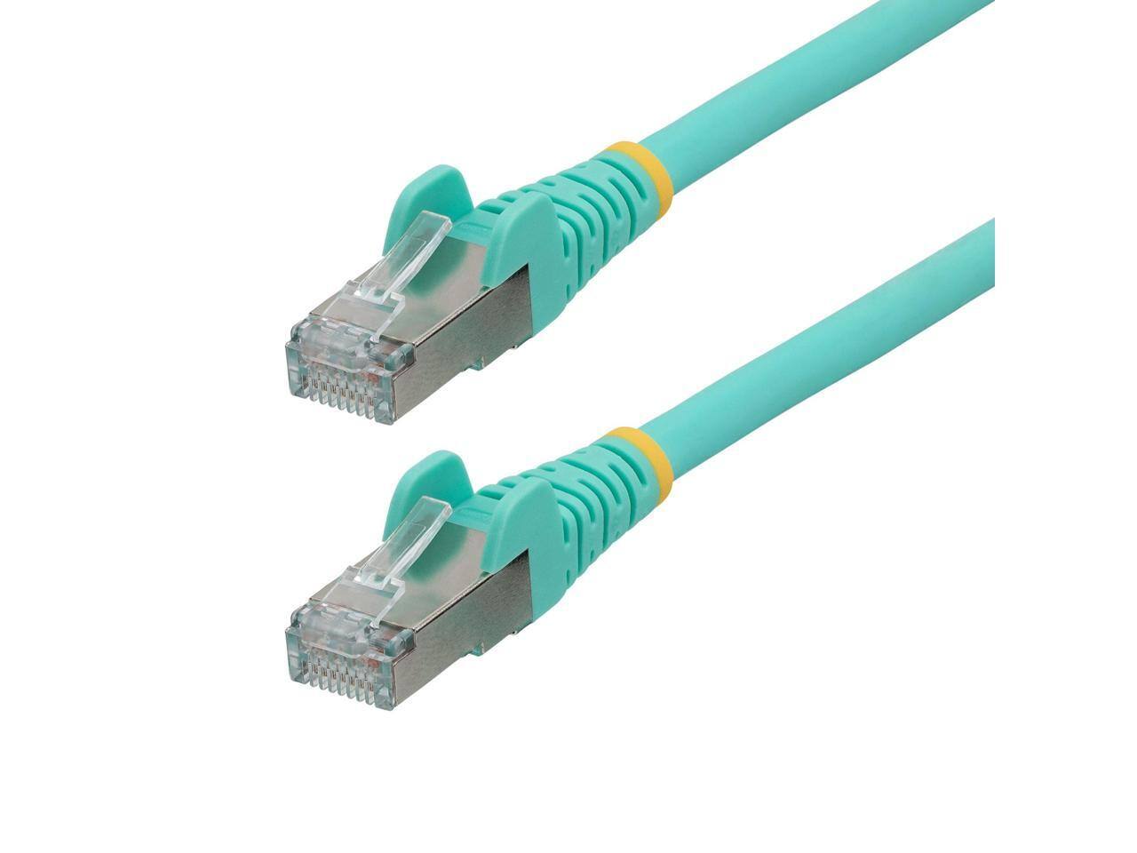 Front. StarTech.com - StarTech 1ft CAT6a Ethernet Cable, Aqua, LSZH, 10GbE 500MHz, 100W PoE++, Snagless RJ-45, S/FTP.