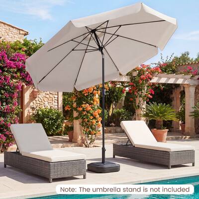 brown patio umbrella base stand included 10 ft 190lbs FRUITEAM 4-Pcs Cantilever Base, Brick Pattern Br Fruiteam it is recommended to secure the umbrella with a weight base not included Mondawe 20 in Patio Umbrella