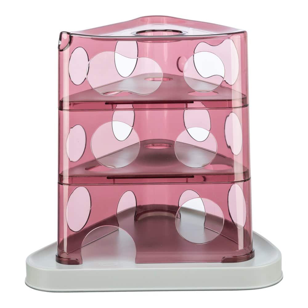 TRIXIE - Cheese Tower Strategy Game for Cats, Puzzle Toy, Treat Dispenser - Berry/Gray
