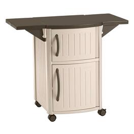 Suncast - DCP2000 Portable Outdoor Patio Prep Serving Station Table and Cabinet - Taupe