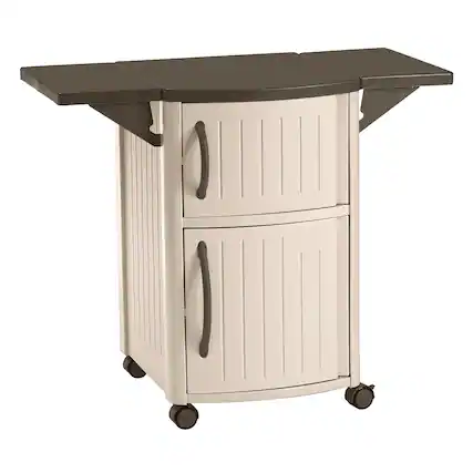 Front. Suncast - Suncast DCP2000 Portable Outdoor Patio Prep Serving Station Table and Cabinet - Taupe.