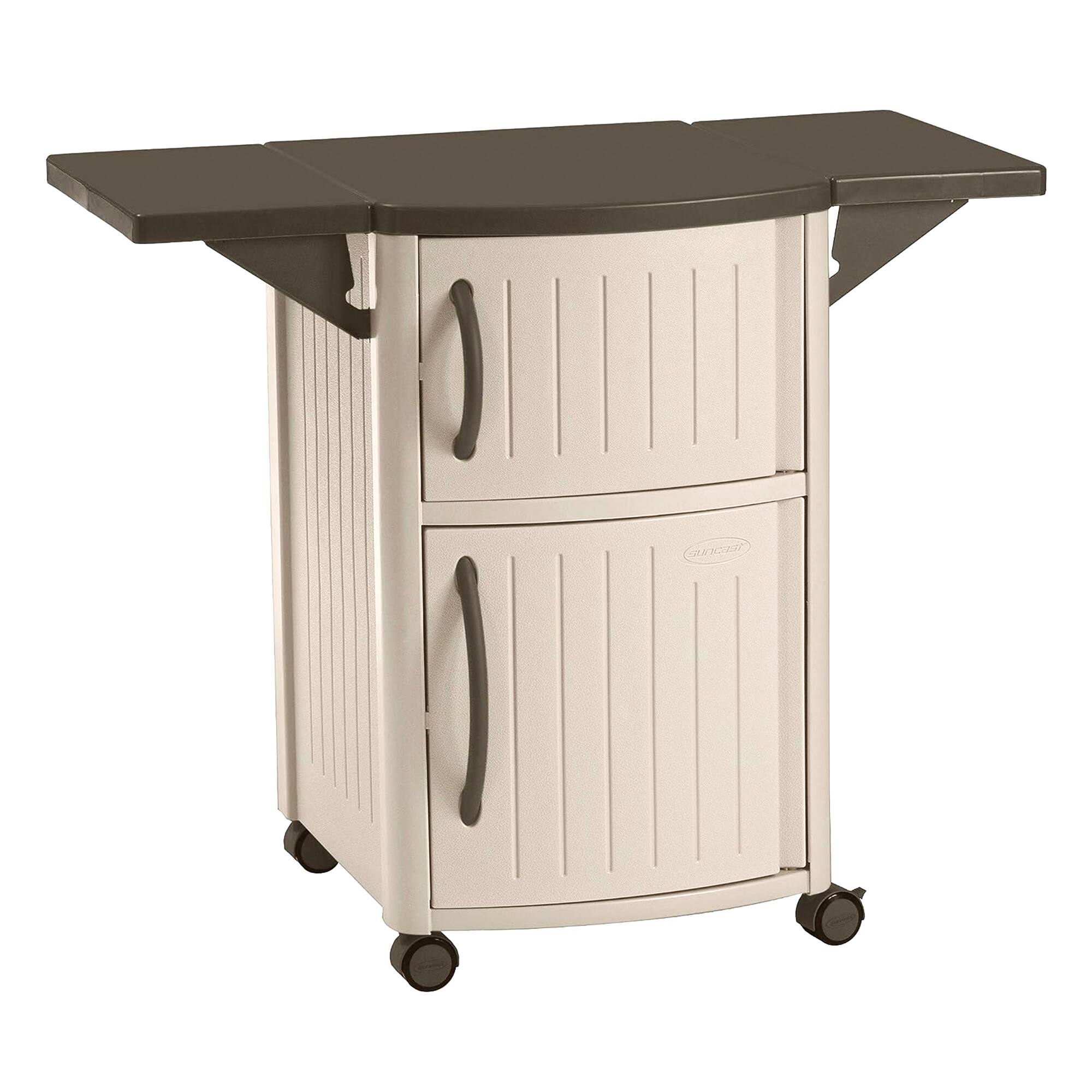 Front. Suncast - Suncast DCP2000 Portable Outdoor Patio Prep Serving Station Table and Cabinet - Taupe.