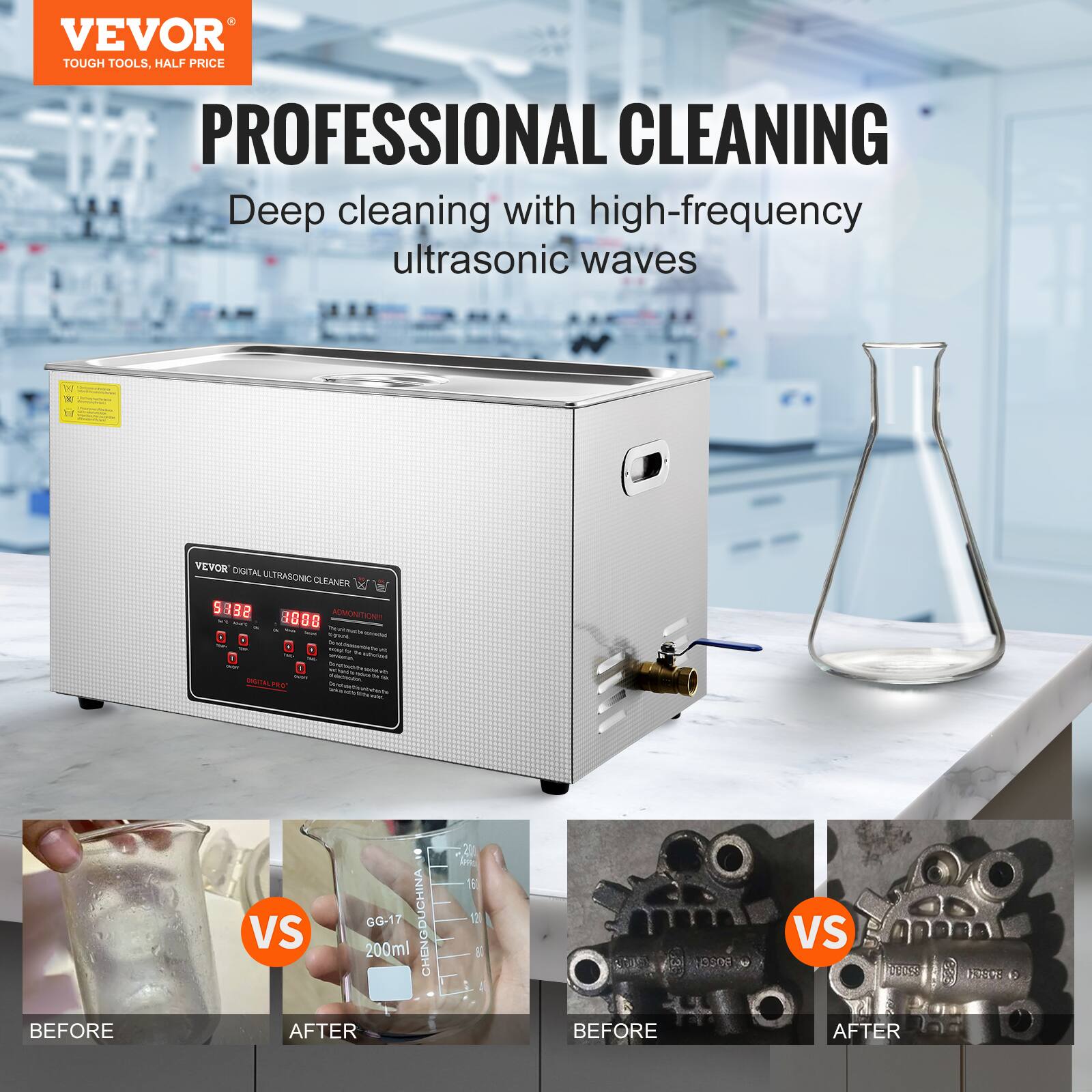 VEVOR TOUGH TOOLS, HALF PRICE PROFESSIONAL CLEANING Deep cleaning with high-frequency ultrasonic waves

VEVOR DIGITAL ULTRASONICLEANER ADMONITION!! The unctucle www. ABOUT Sondidamiente.best weeple " suborted - - - > DIGITAL,PRO"

BEFORE
GG-17 CHENGDUCHINA VS 200ml AFTER
201 6 12 BT
COM BEFORE
19508 by
VS TEOS AFTER
19808