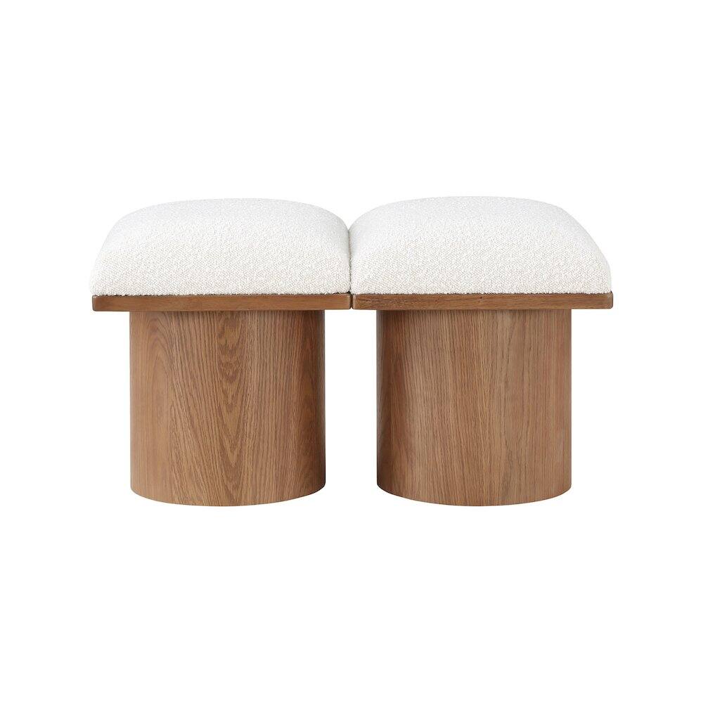 Angle. Meridian Furniture - Pavilion Cream Boucle Fabric Bench - Cream Boucle Fabric.