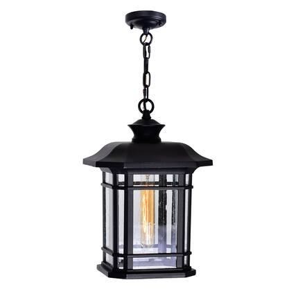 Front. CWI Lighting - Blackburn 1 Light Outdoor Black Pendant - Black.