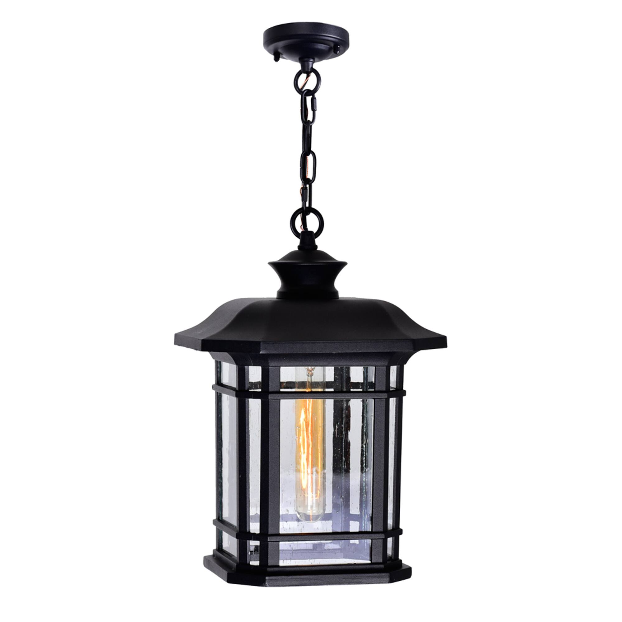 Front. CWI Lighting - Blackburn 1 Light Outdoor Black Pendant - Black.