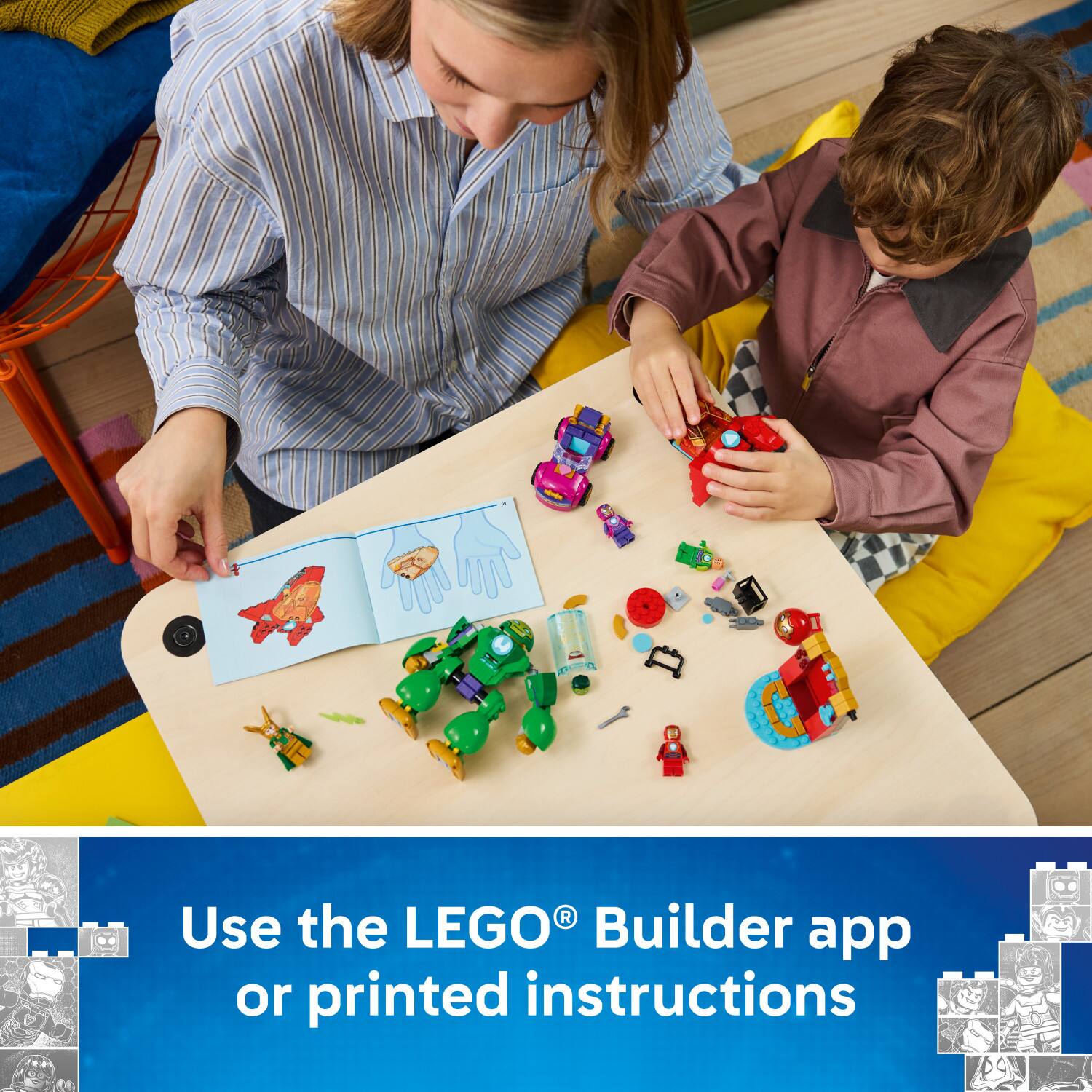 Use the LEGO® Builder app or printed instructions