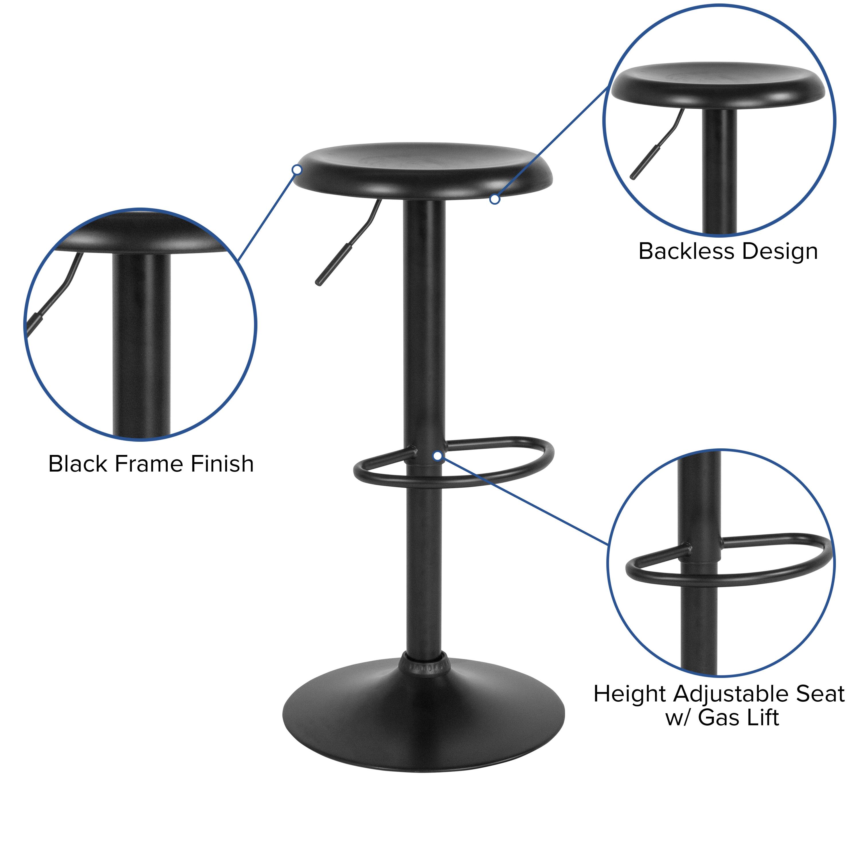 Backless Design  
Black Frame Finish  
Height Adjustable Seat w/ Gas Lift