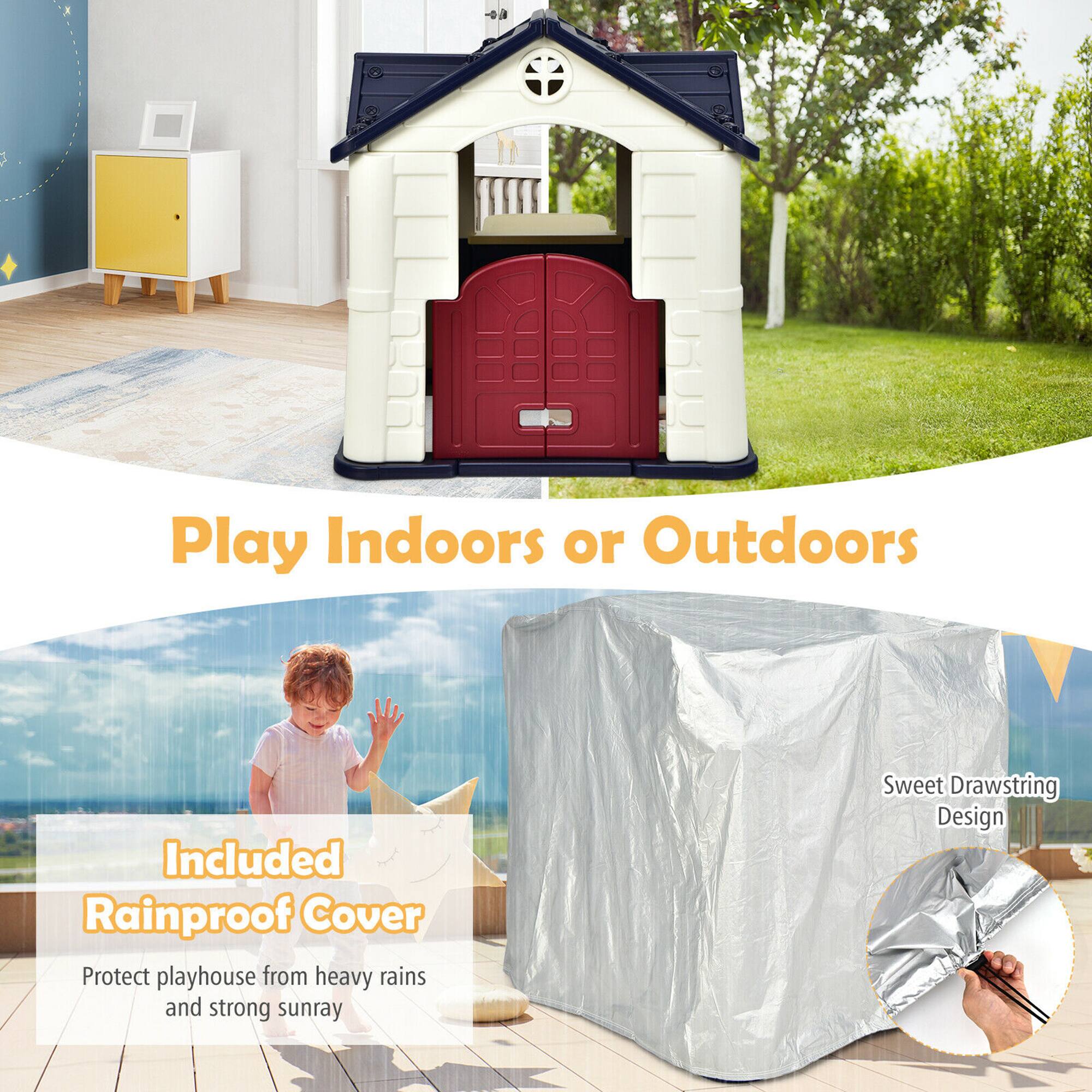 Play Indoors or Outdoors

Included Rainproof Cover  
Protect playhouse from heavy rains and strong sunray

Sweet Drawstring Design