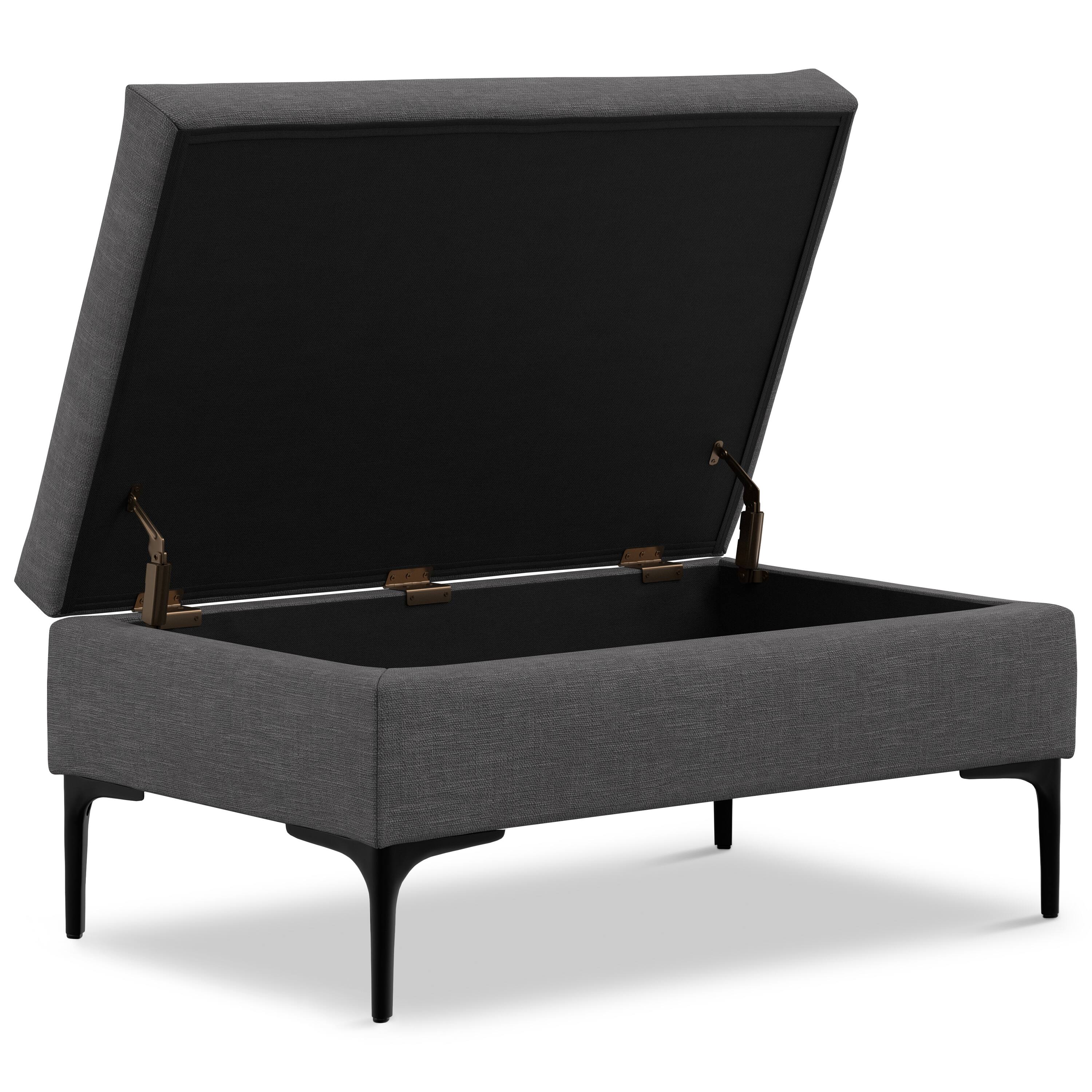 Alt View 1. Tiramisubest - Slate Grey Linen Rectangular Coffee Table Storage Ottoman - Gray.