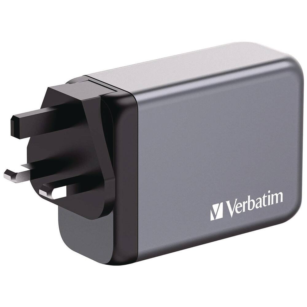 Left. Verbatim - Verbatim 32205 240 Watts 4-Port GaN Wall Charger - Black/Gray - Black/Gray.