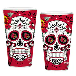 Indigo Falls - Louisville Cardinals Two-Pack 16oz. Dia De Los Muertos Pint Glass Set - Multicolor