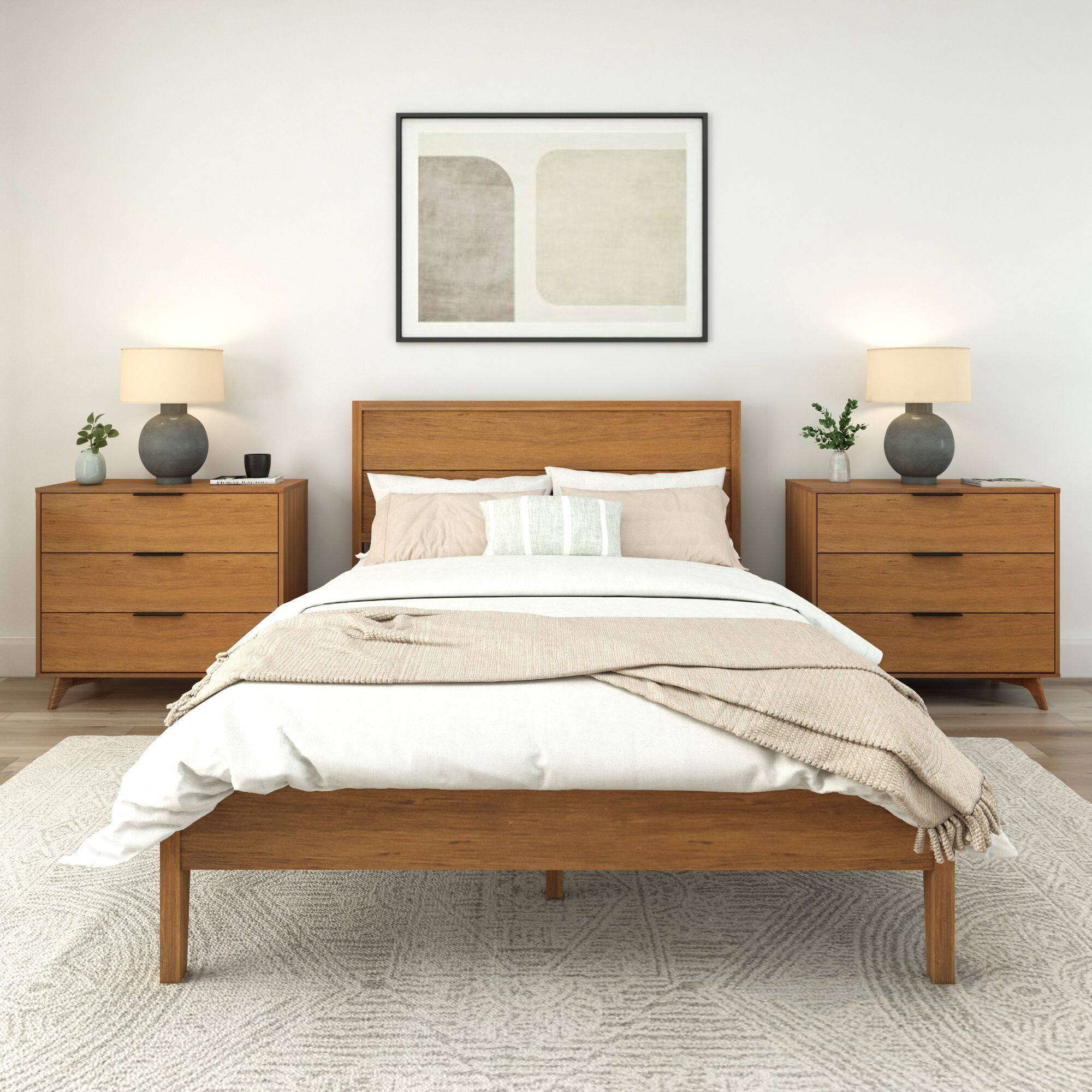 Alt View 1. Plank+Beam - Haven Queen Bed, Pecan - Pecan.